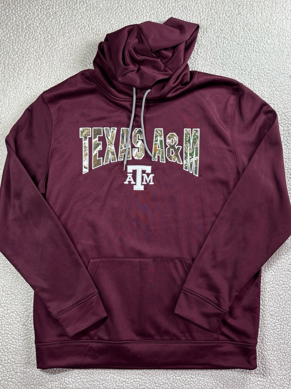 Texas A&M Aggies NCAA Realtree Men’s Hoodie Fleeced Lined Maroon Camo XL Hunting